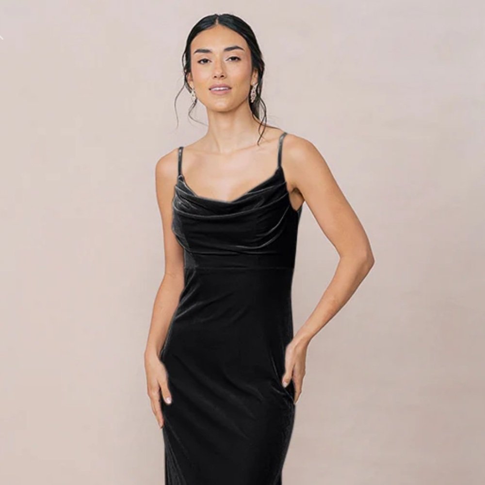 Revelry Black Velvet Bridesmaid Dress